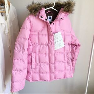 GAP Pink Winter Jacket with Removal Fur Trim